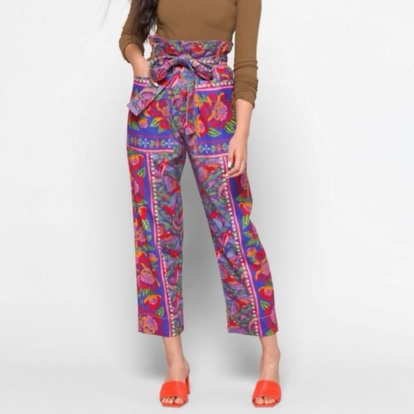 FARM Rio Macaw belted paperbag pants XS - Picture 2 of 7